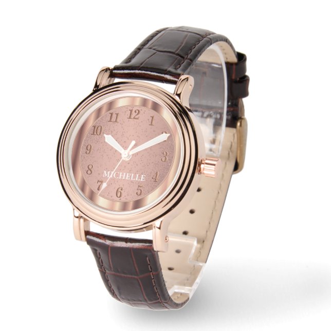 Rose Gold - Personalisiert Armbanduhr (Winkel)