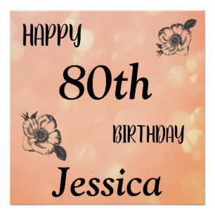 Rose Gold personalisiert Happy 80. Geburtstag Poster