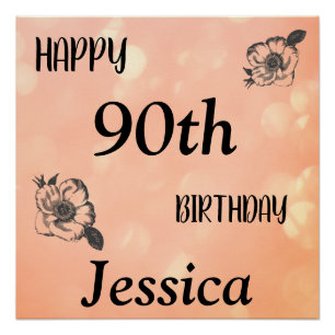 Rose Gold personalisiert Happy 90. Geburtstag Poster