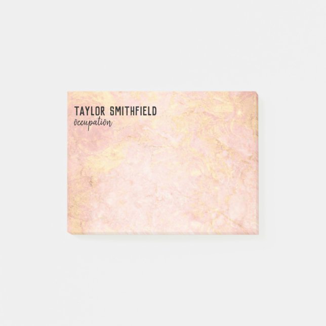 Rose Gold Personalisiert Post-it Klebezettel (Vorderseite)