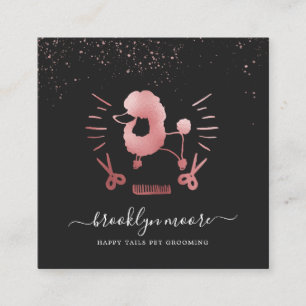 Rose Gold Pet Grooming Logo   Quadratisches Geschä Quadratische Visitenkarte