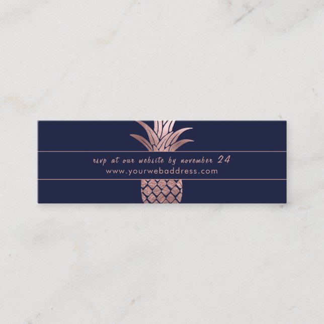 Rose Gold Pineapard Wedding Website RSVP Cards Mini Visitenkarte (Vorderseite)