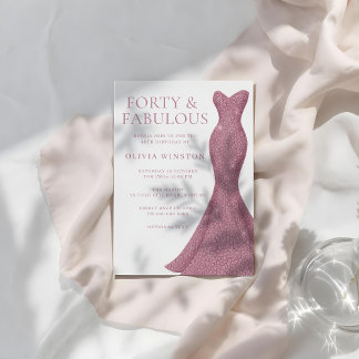 Rose Gold Pink 40. & Fabulous 40. Geburtstag Einladung