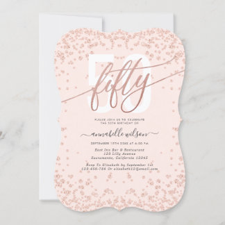 Rose Gold & Pink 50. Geburtstagsparty Einladung