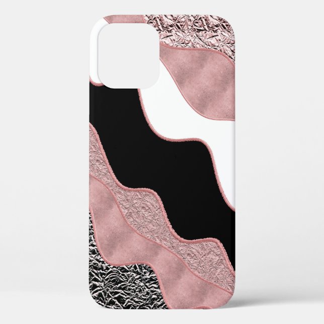 Rose Gold Pink Abstrakt Wave Moderner Glam Trendy Case-Mate iPhone Hülle (Rückseite)