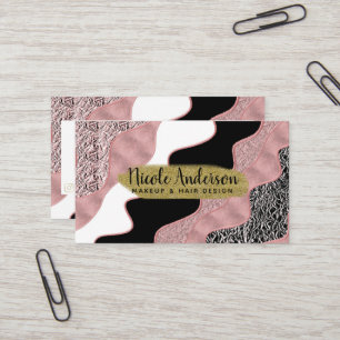 Rose Gold Pink Abstrakt Wave Moderner Glam Trendy Visitenkarte