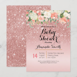 Rose Gold Pink Baby Dusche Einladung
