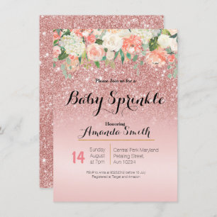 Rose Gold Pink Baby Sprinkle Einladung