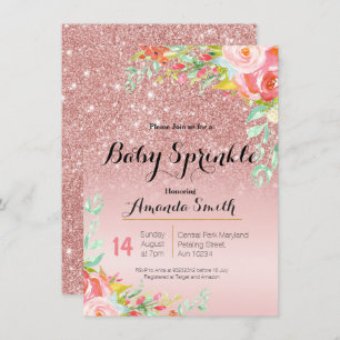 Rose Gold Pink Baby Sprinkle Einladung Floral
