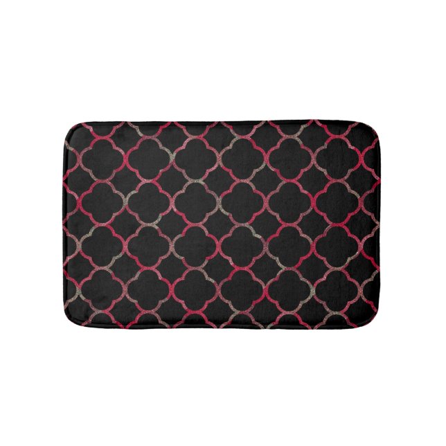 Rose Gold Pink Black Quatrefoil Patterns Glam Cool Badematte (Vorderseite)