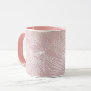 Rose Gold Pink Botanische tropische Palmen Blätter Tasse