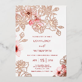 Rose Gold Pink Cherry Blossom Hochzeit Folieneinladung