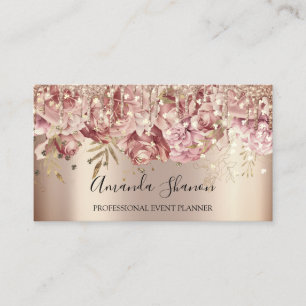 Rose Gold Pink Confetti Tropfen QR CODE Logo Visitenkarte