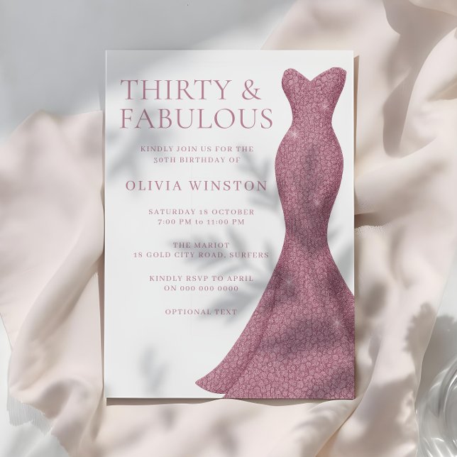 Rose Gold Pink Dreißig & Fabulous 30. Geburtstag Einladung (Von Creator hochgeladen)