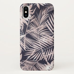 Rose Gold Pink Dunkelrosa Tropenpalmenbaum Blätter Case-Mate iPhone Hülle