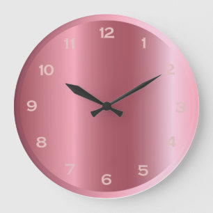 Rose Gold Pink Foil Metallic Look Girly Decor Große Wanduhr