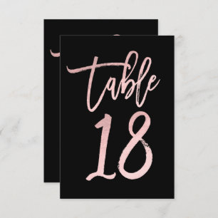 Rose Gold Pink Foil Modern Script Tischnummer 18
