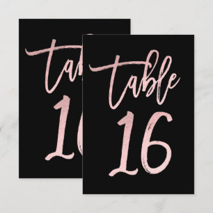 Rose Gold Pink Foil Moderne Script Tischnummer 16