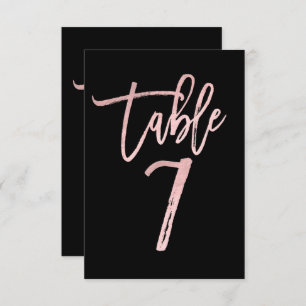 Rose Gold Pink Foil Moderne Script Tischnummer 7