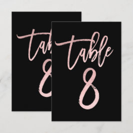 Rose Gold Pink Foil Moderne Script Tischnummer 8
