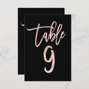 Rose Gold Pink Foil Moderne Script Tischnummer 9