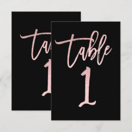 Rose Gold Pink Foil Modernes Script Tischnummer 1