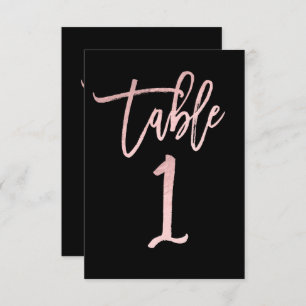 Rose Gold Pink Foil Modernes Script Tischnummer 1