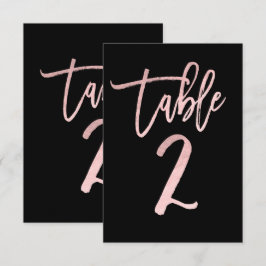 Rose Gold Pink Foil Modernes Script Tischnummer 2