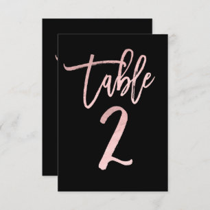 Rose Gold Pink Foil Modernes Script Tischnummer 2