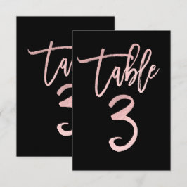 Rose Gold Pink Foil Modernes Script Tischnummer 3