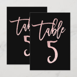 Rose Gold Pink Foil Modernes Script Tischnummer 5