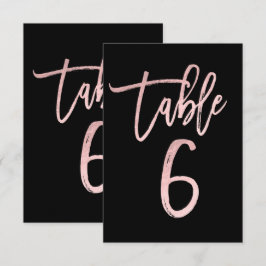 Rose Gold Pink Foil Modernes Script Tischnummer 6