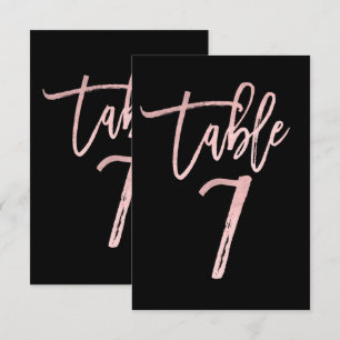 Rose Gold Pink Folie Moderne Schrift Tisch Nummer  Einladung