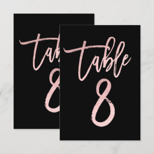 Rose Gold Pink Folie Moderne Schrift Tisch Nummer  Einladung