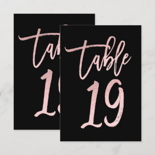 Rose Gold Pink Folie Moderne Schrift Tisch Nummer  Einladung