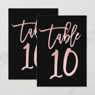 Rose Gold Pink Folie Moderne Schrift Tischzahl 10 Einladung