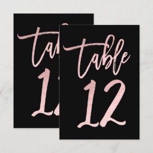 Rose Gold Pink Folie Moderne Schrift Tischzahl 12 Einladung