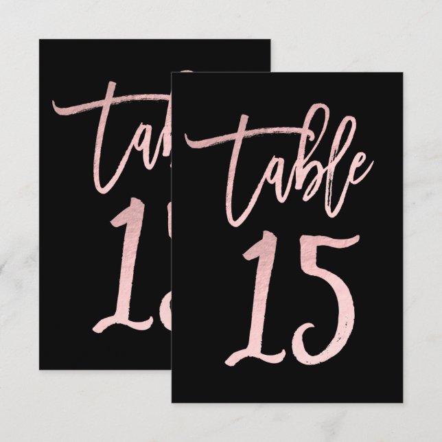 Rose Gold Pink Folie Moderne Schrift Tischzahl 15 Einladung (Vorne/Hinten)