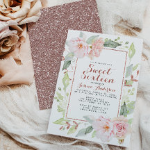 Rose Gold Pink Geometric Glitzer 16 . Geburtstag I