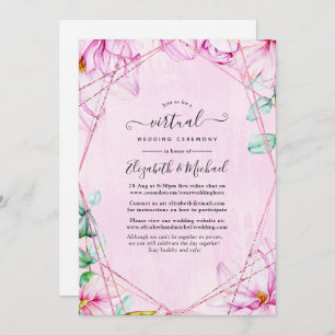 Rose Gold & Pink Geometric Virtual Wedding Einladung