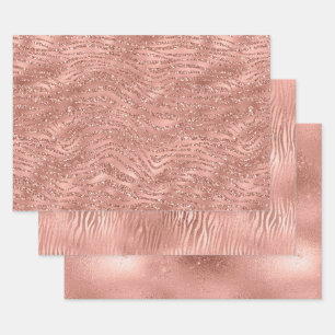 Rose Gold Pink Glam Geschenkpapier Set