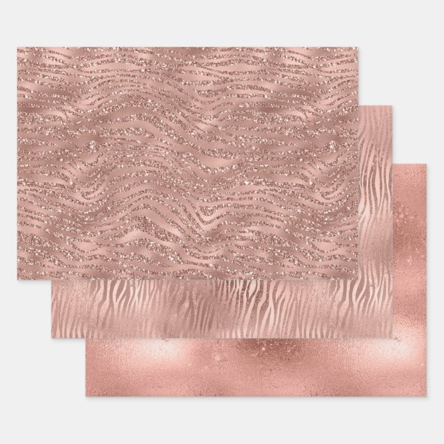 Rose Gold Pink Glam Geschenkpapier Set (Set)