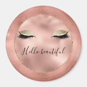 Rose Gold Pink Glam Glitzy Black Eyelashes Magnet