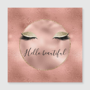 Rose Gold Pink Glam Glitzy Black Eyelashes Magnetkarte