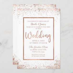 Rose Gold Pink Glam Moderne schicke Hochzeit Einladung