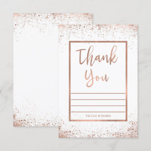 Rose Gold Pink Glam Moderne Schicke Hochzeits-Dank Einladung