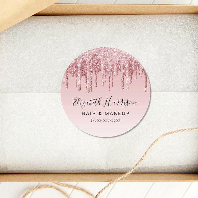 Rose Gold Pink Glitzer Beauty Runder Aufkleber (Von Creator hochgeladen)
