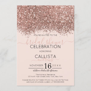 Rose Gold Pink Glitzer Confetti Brautparty Einladung