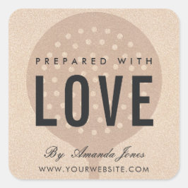 ROSE GOLD PINK GLITZER FORK KOCH MIT LIEBE QUADRATISCHER AUFKLEBER