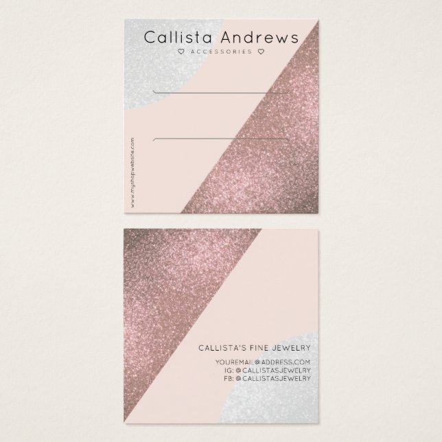 Rose Gold Pink Glitzer Geo Heather Clip Display (Vorne & Hinten)